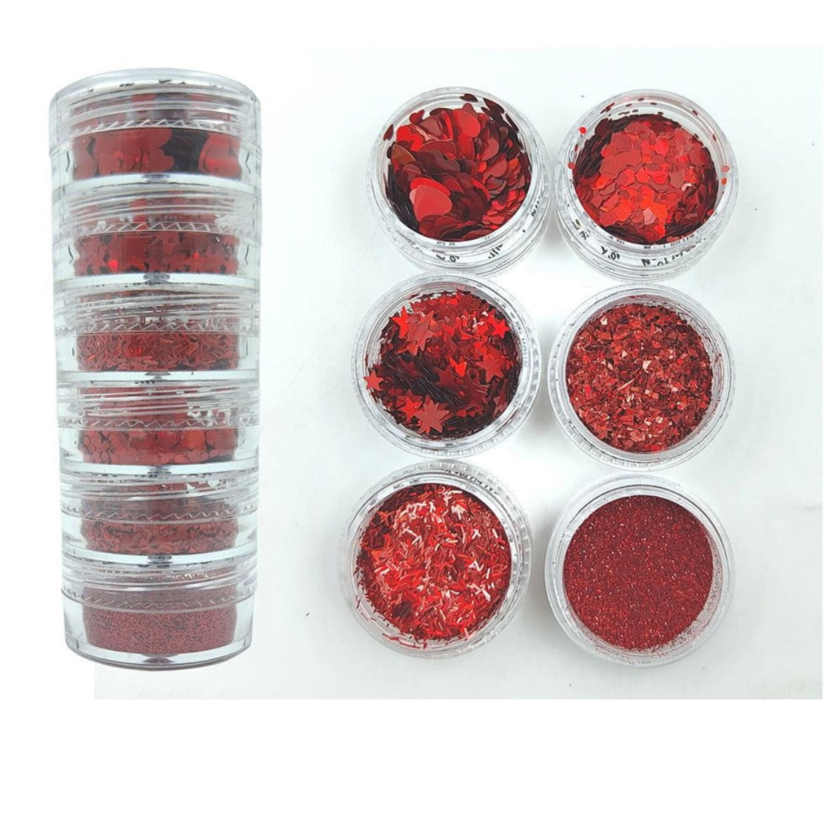 6 in 1 Glitter And Chunks Red image 0