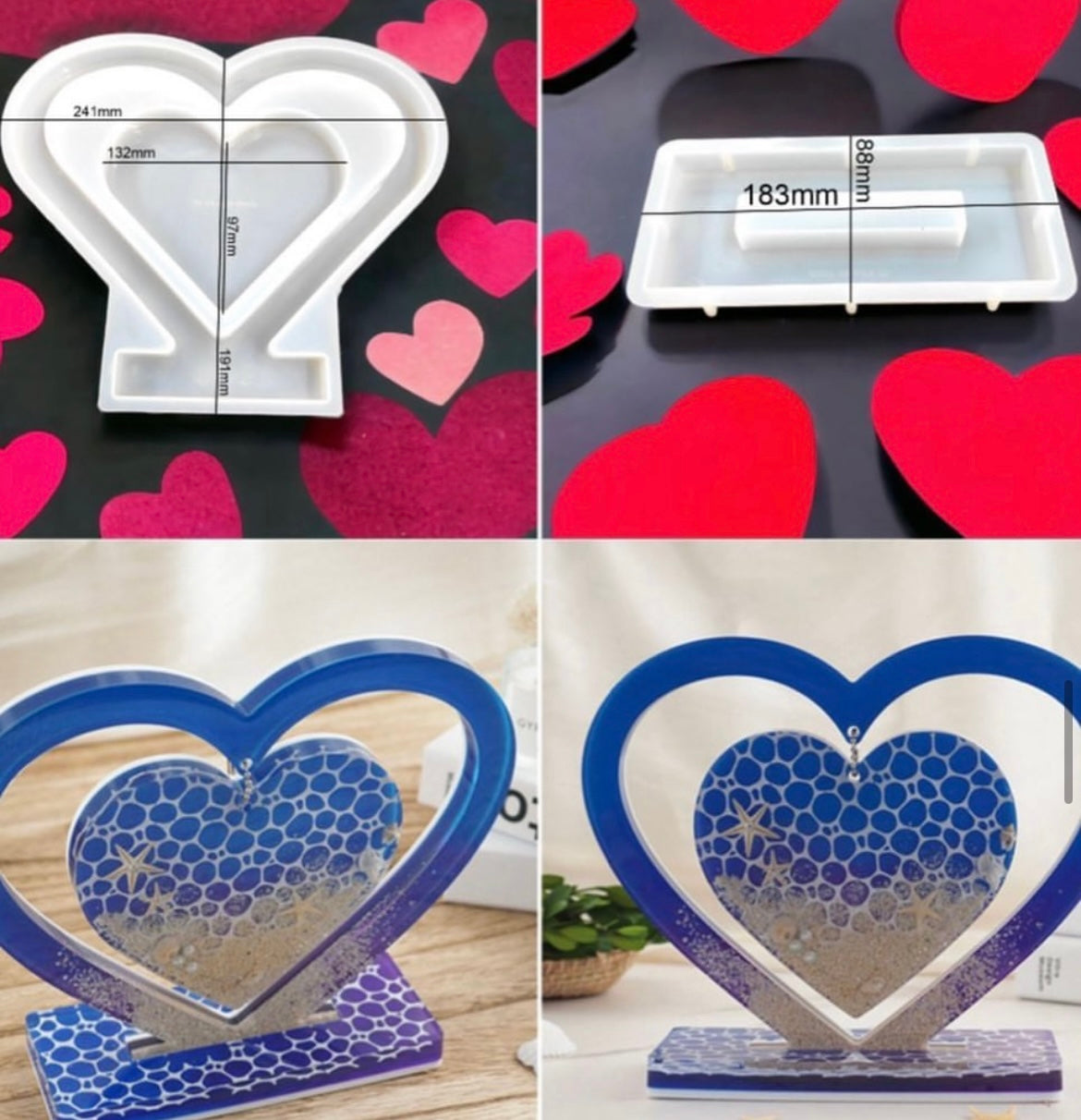 Heart center hanging mould with stand mould image 1