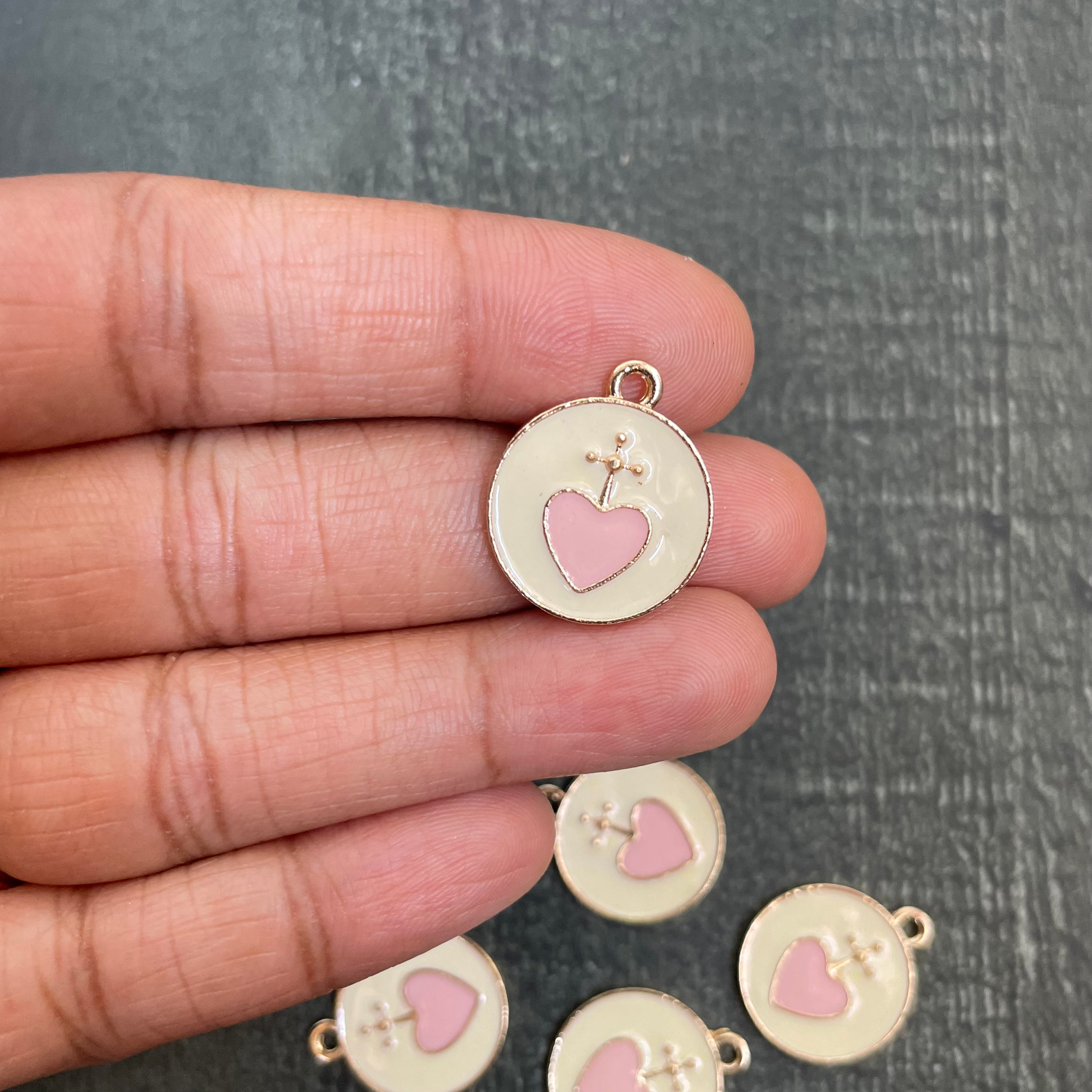 Circular heart symbol zircon charm 11 image 1