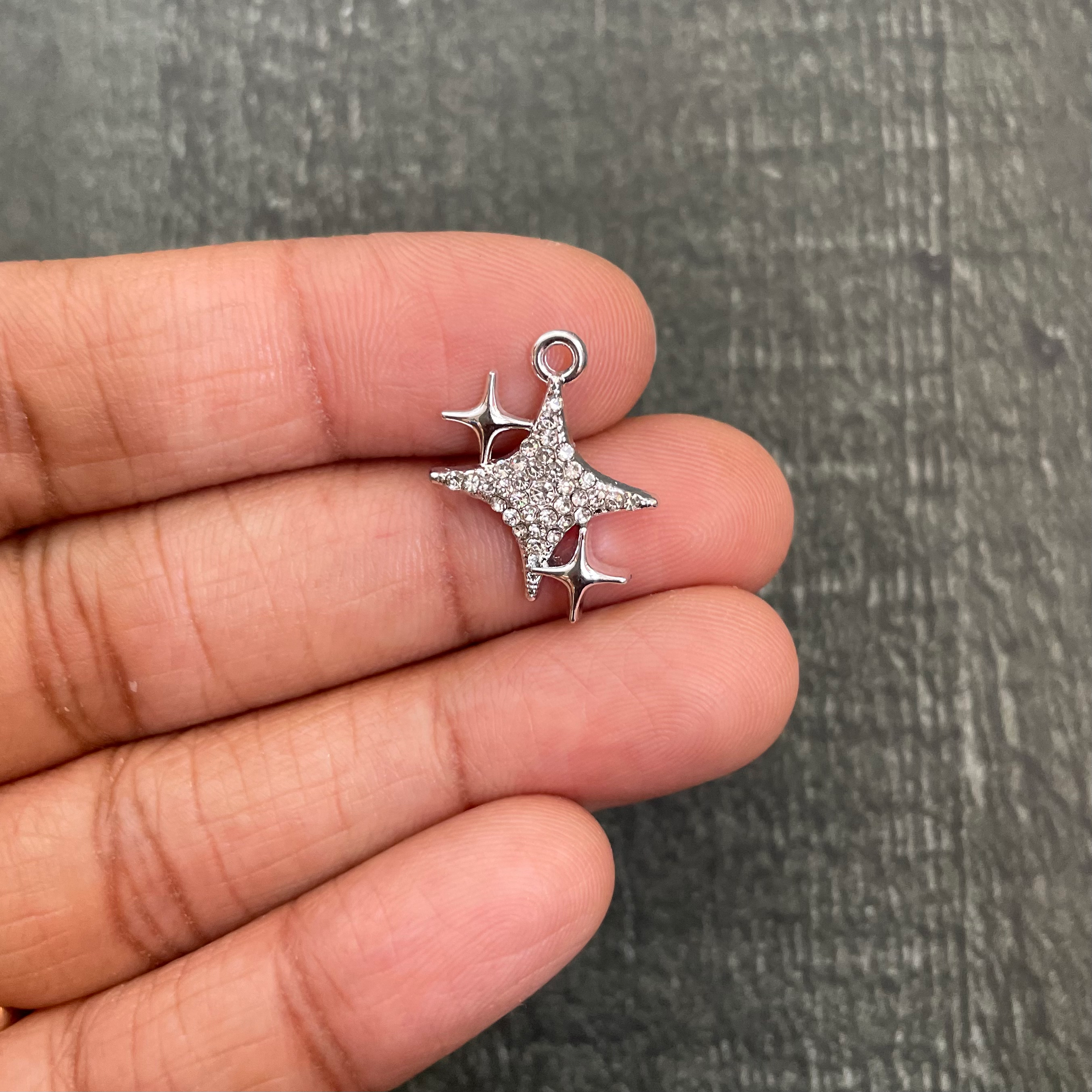 Silver star with diamond charm 14 image 1