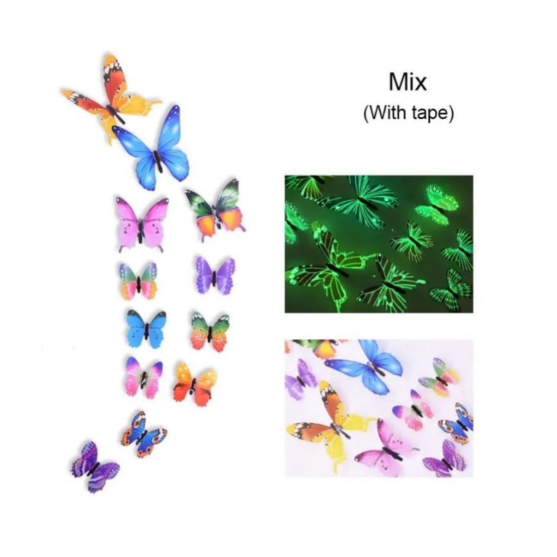 Glow in dark 3d butterfly stickers multy colour image 0