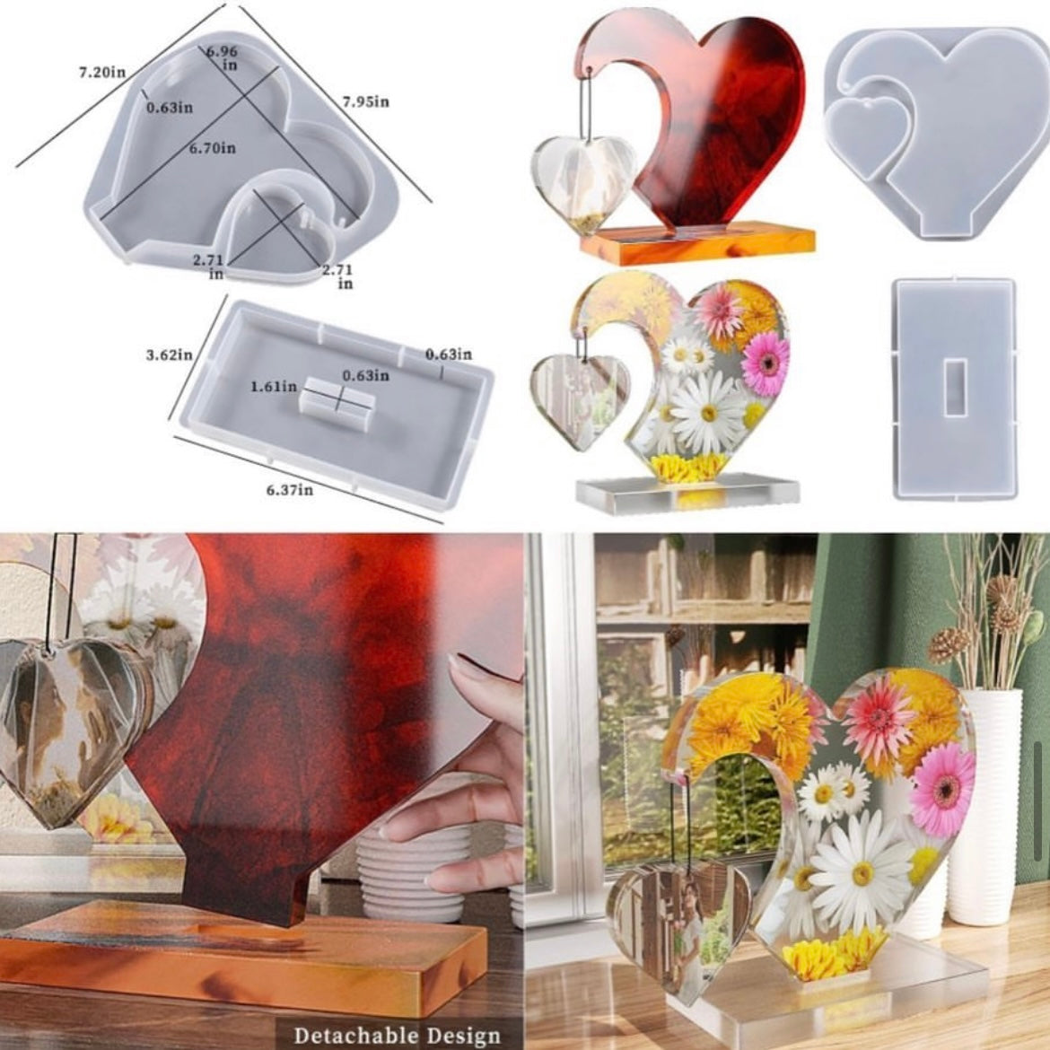 Heart side hanging mould with stand mould image 1