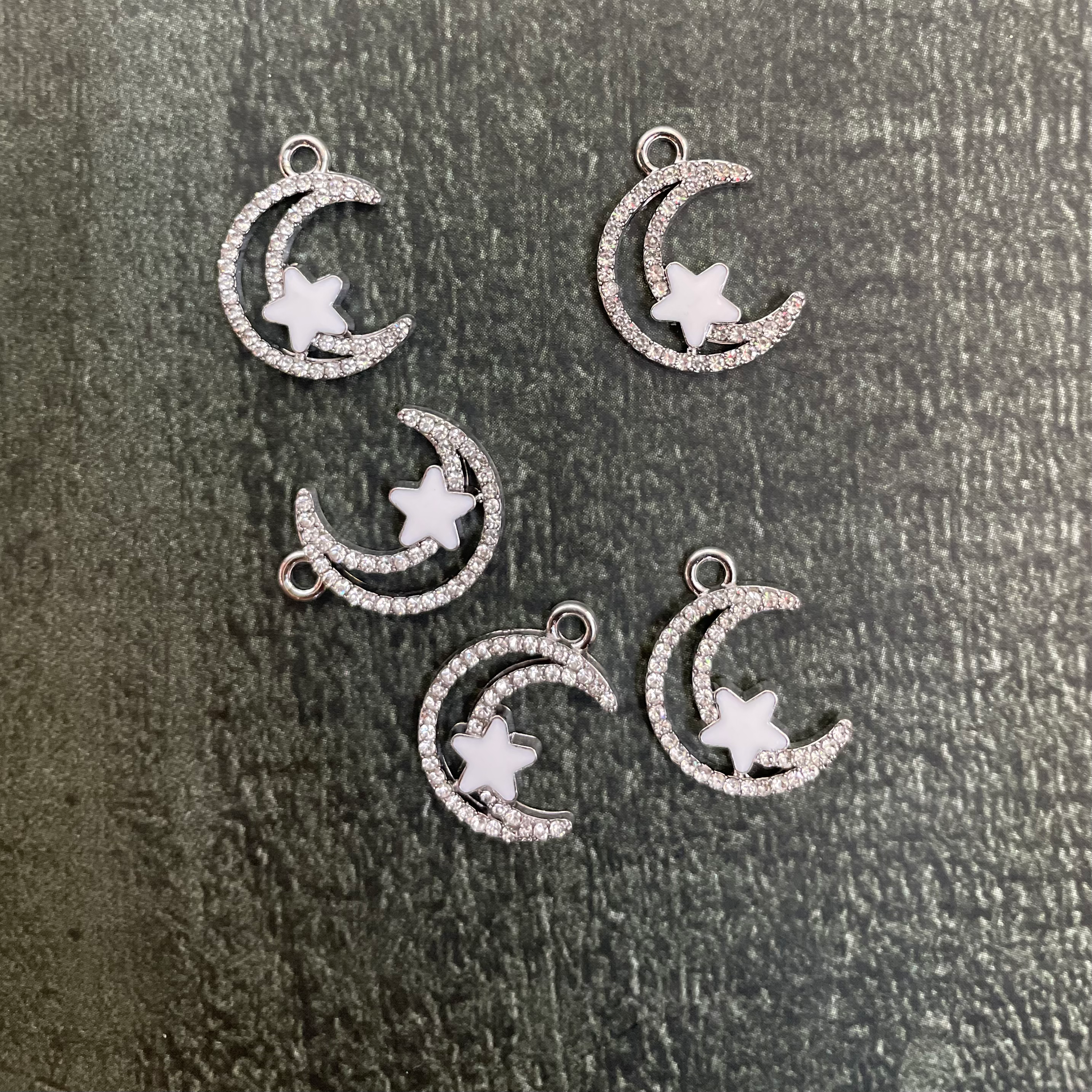 Moon with star with diamond charm 38 image 0