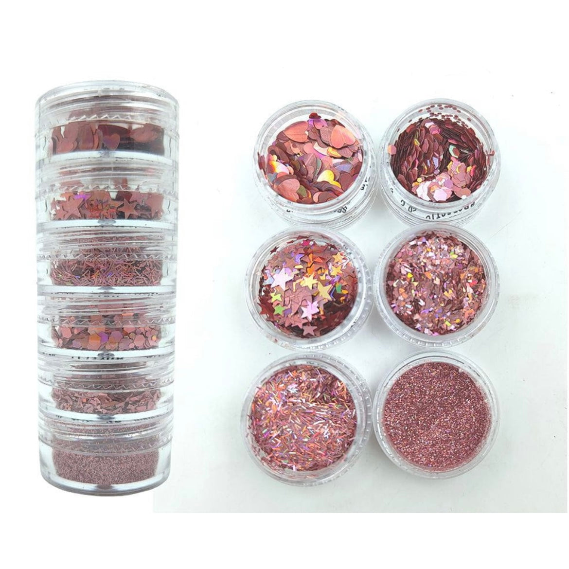 6 in 1 Glitter And Chunks Pink image 0