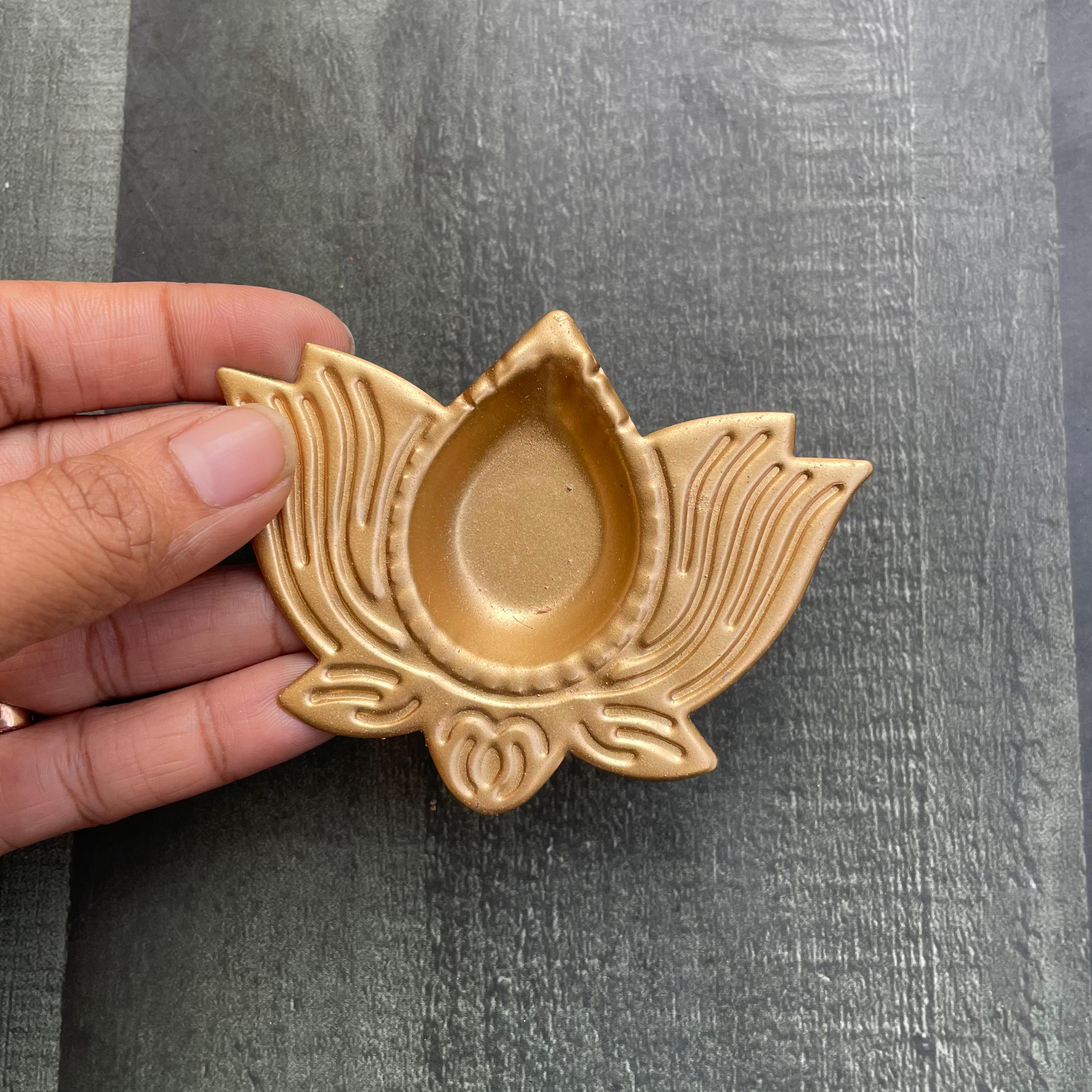 Lotus Diya Candle Metal Base  image 1