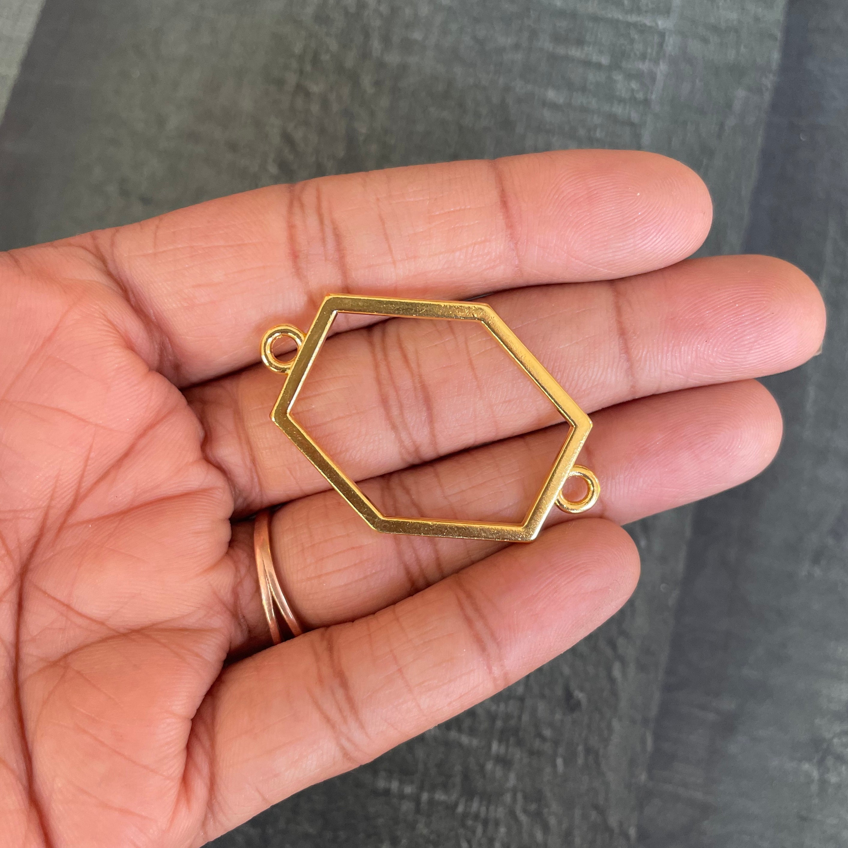 Long Hexagon Golden Rakhi & Bracelet Bazel 31 image 0