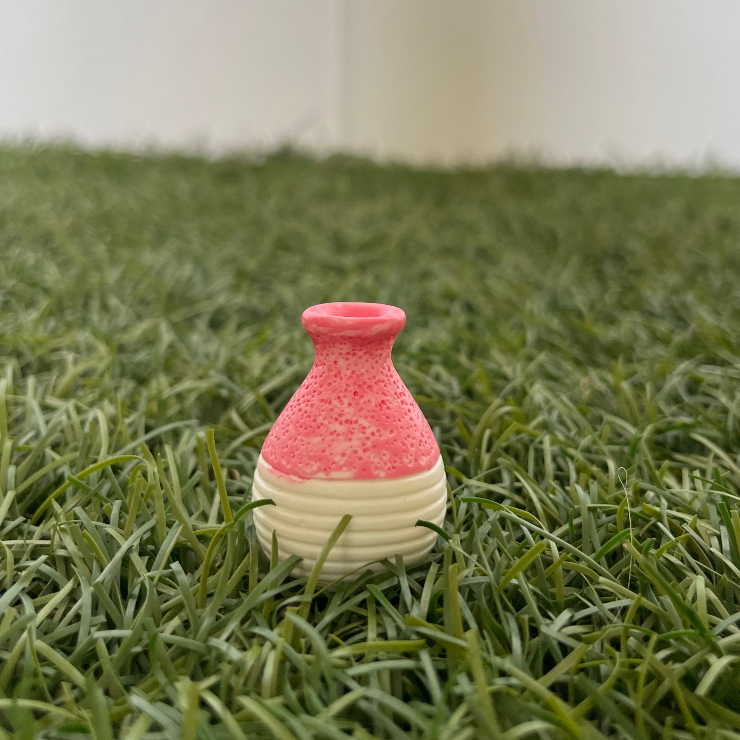 Mini Vase Pink with White Miniature 140 image 0