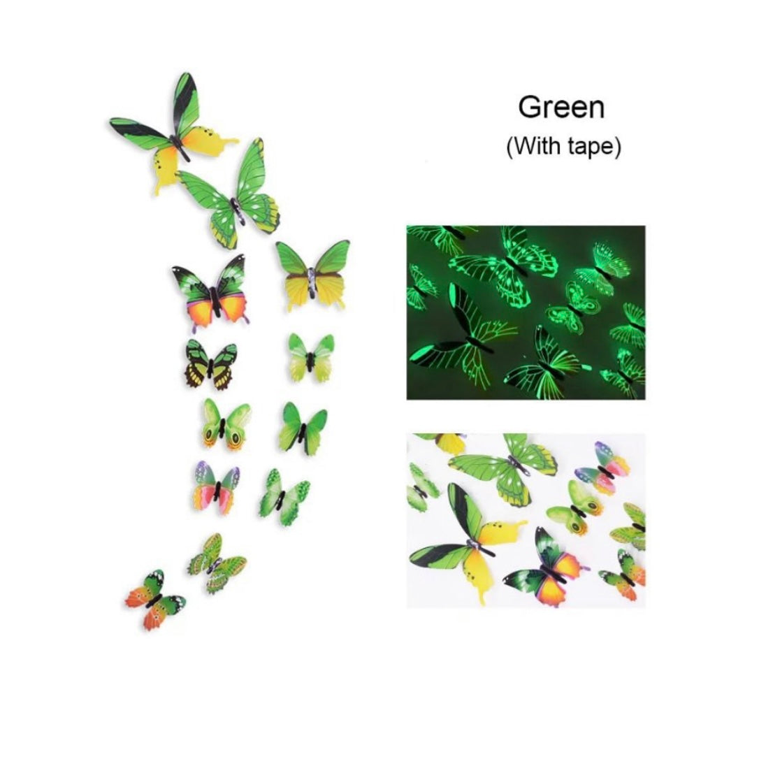 Glow in dark 3d butterfly stickers green image 0