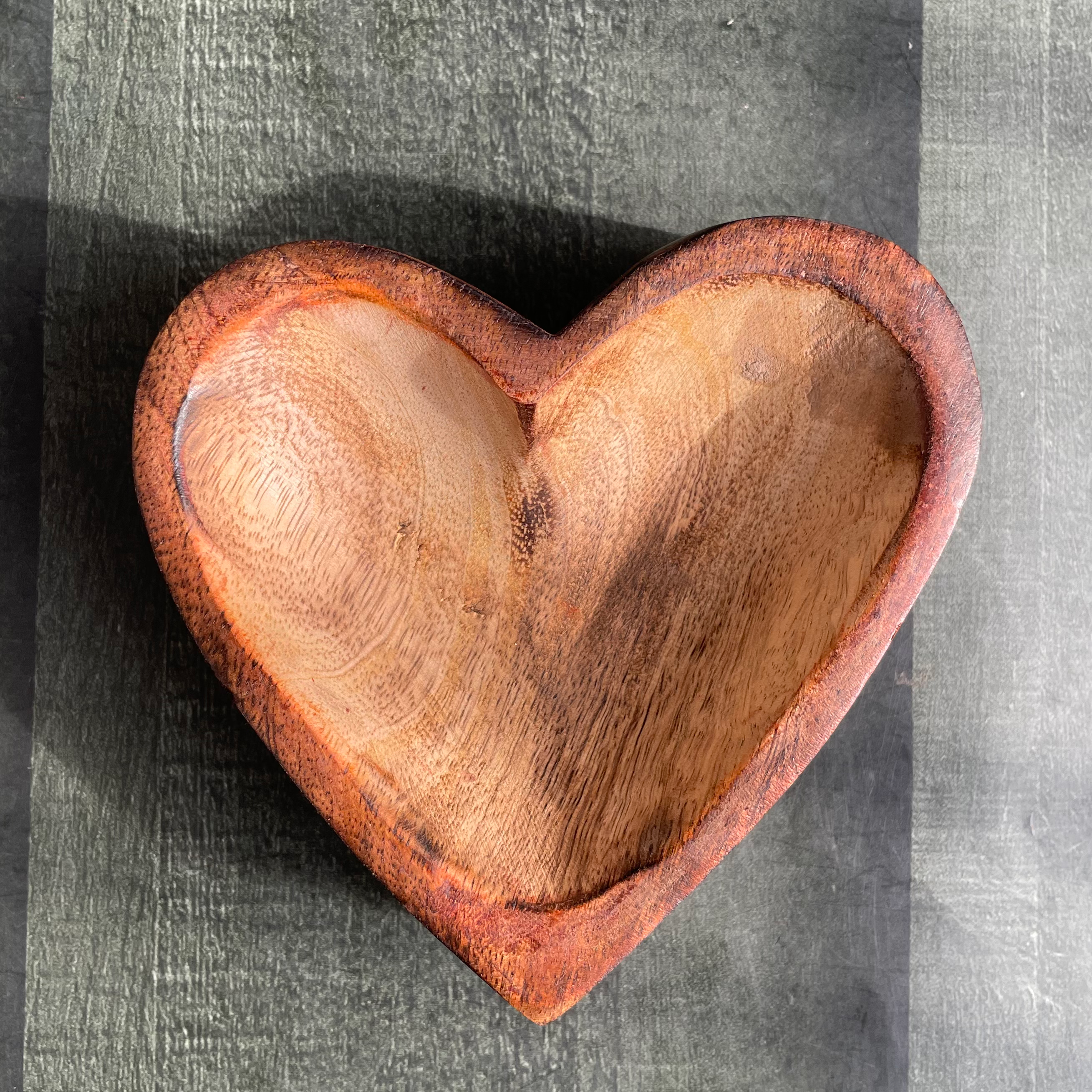 Wooden Candle Heart Bowl 5” image 0