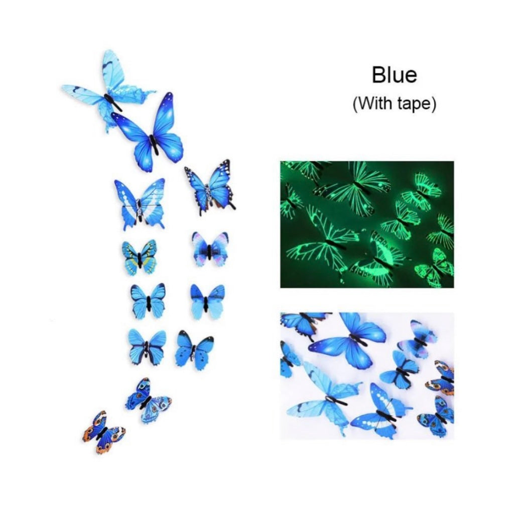 Glow in dark 3d butterfly stickers Blue image 0