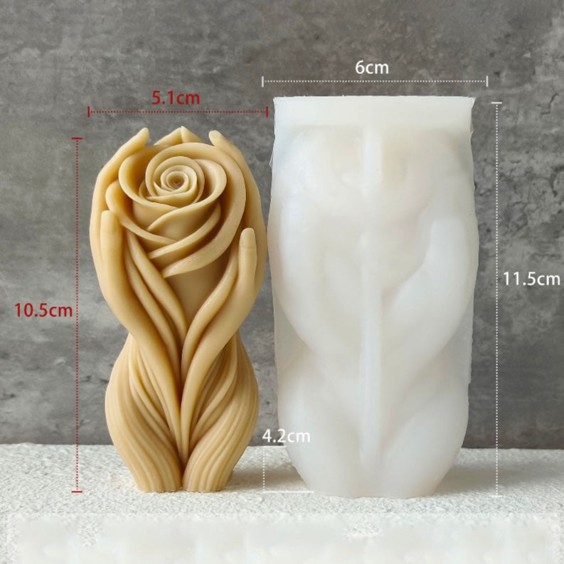 3D Holding Rose Flower Candle Mould image 0