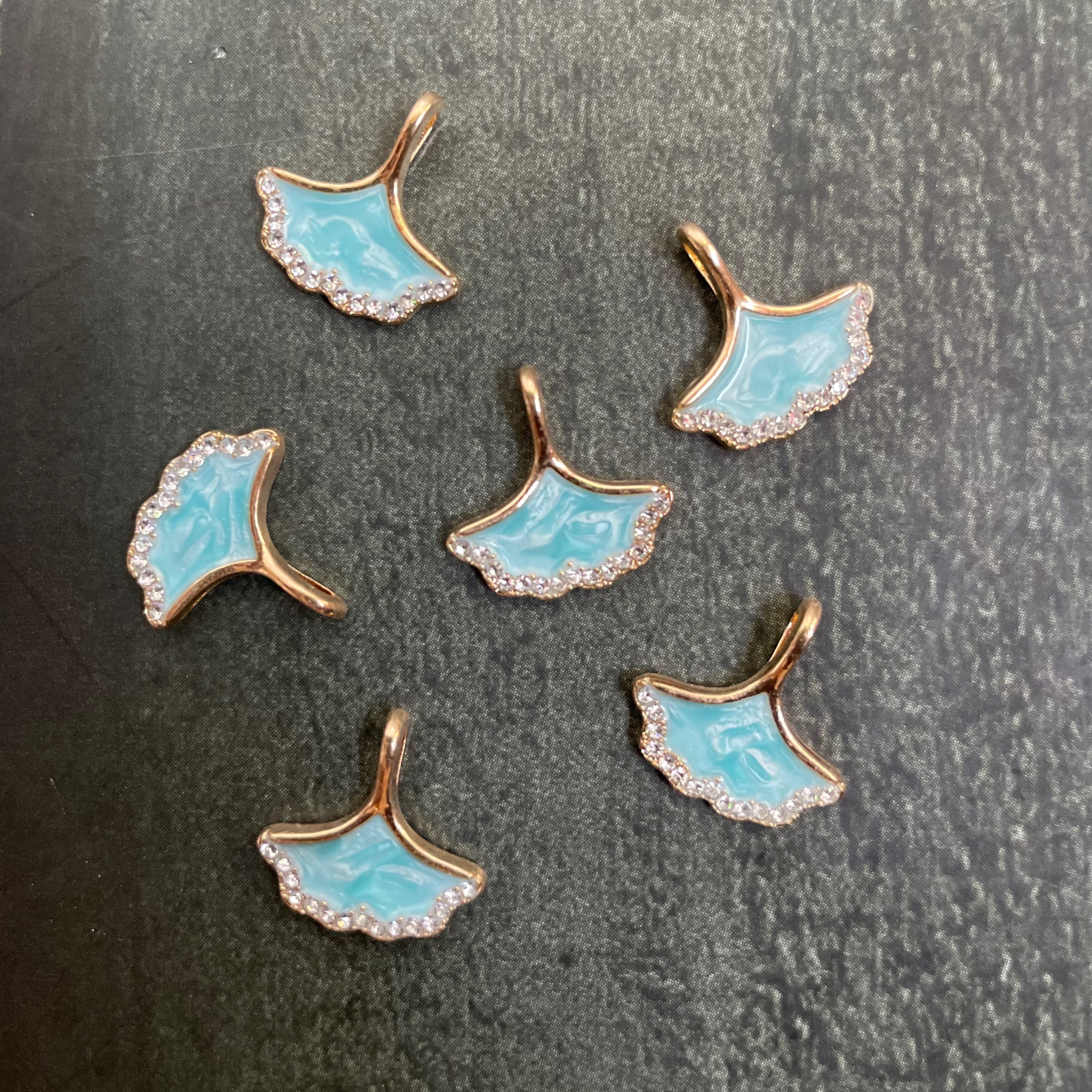 Blue ginkgo leaf charm 51 image 0