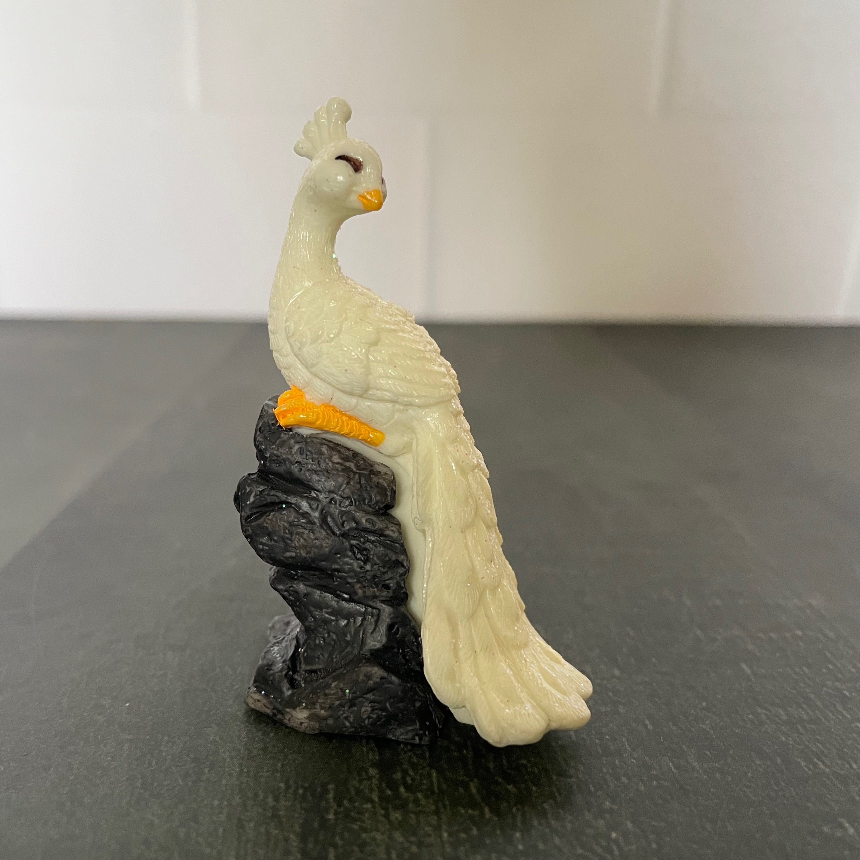 White Peocock seating on Stone Miniature 235 image 0